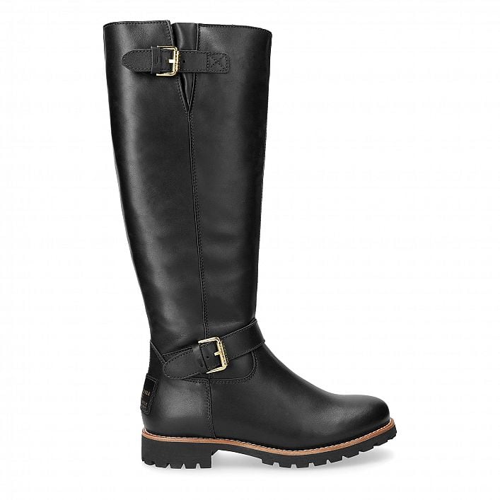 Amberes Igloo Trav Black Napa Grass, Leather boots with sheepskin lining
