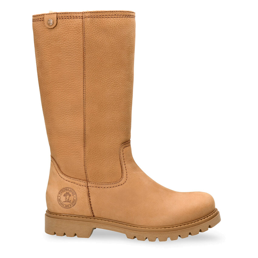Bambina Camel Nobuck, Botas de piel  con forro interior de pelo