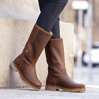 Bambina Burgundy Napa Grass, Leather boots with warm lining
