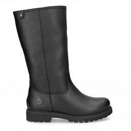 Bambina Igloo Black Napa Grass, Leather boots with sheepskin lining