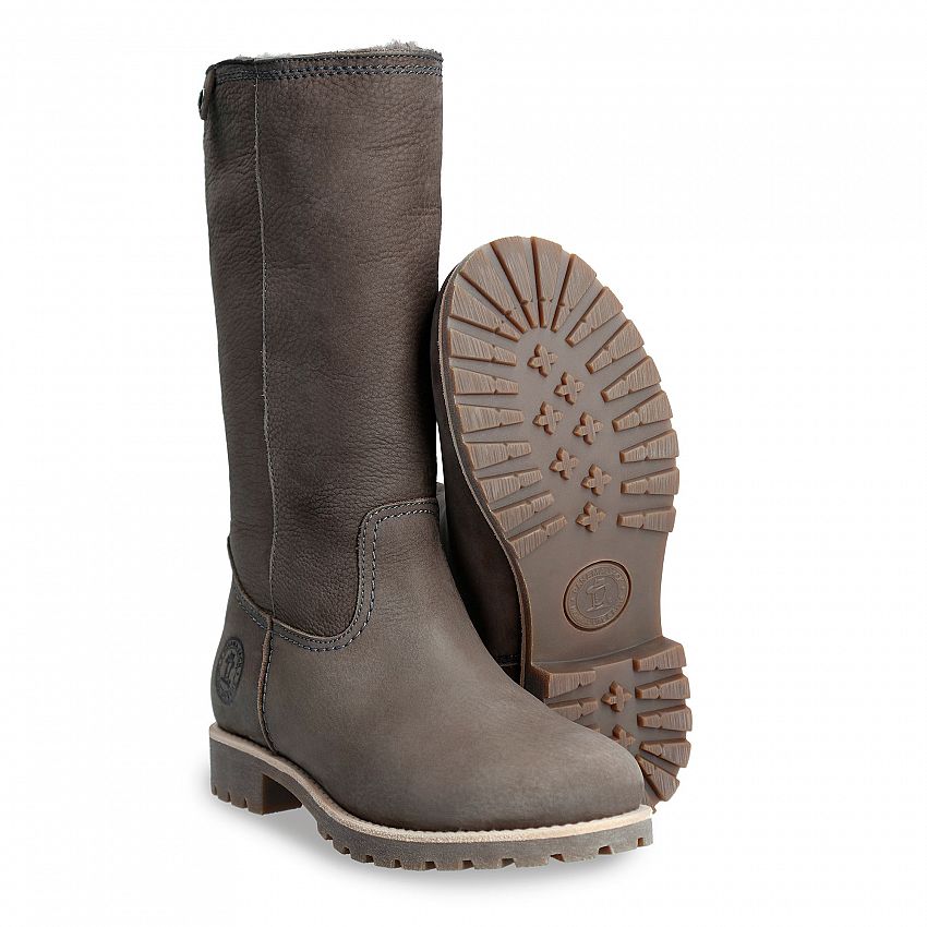 Bambina Igloo Grey Nobuck, Flat women's Boot  WATERPROOF Grey Nobuck Leather.