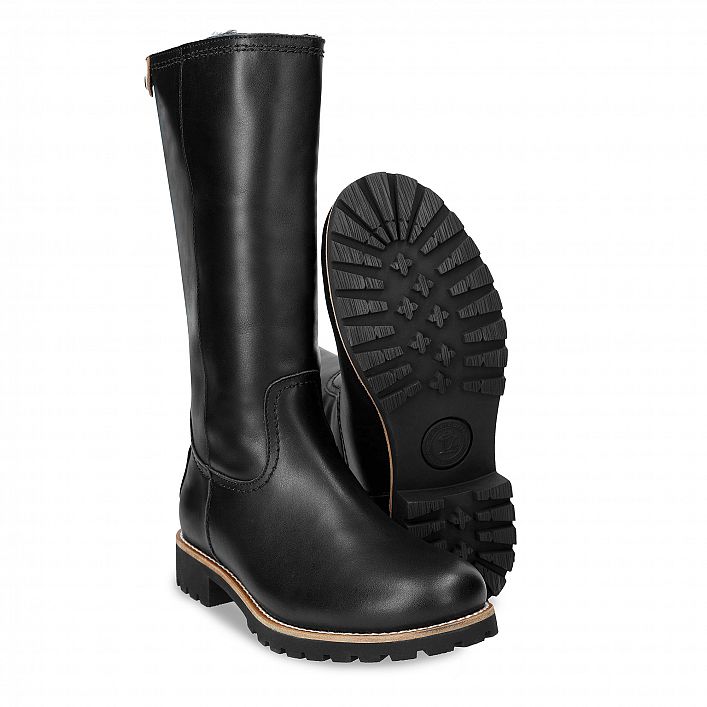 Bambina Igloo Trav Black Napa, Flat women's Boot  WATERPROOF Black Napa Leather.