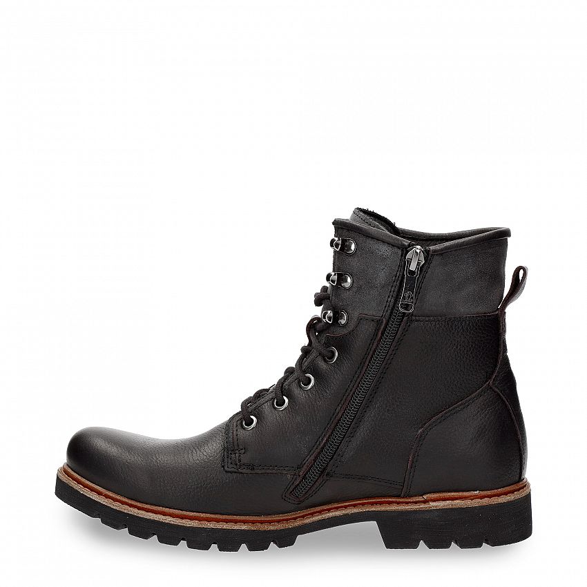 Barkley Black Napa Grass, Flat men's Boot  WATERPROOF Black Oiled Napa Leather.