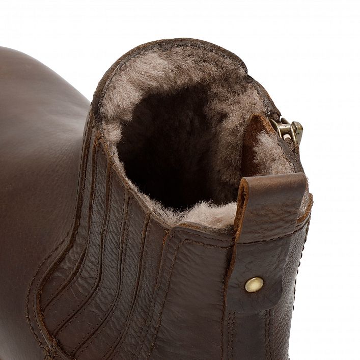 Bill Igloo Brown Napa Grass, Flat men's ANKLE Boot with Sheepskin lining.