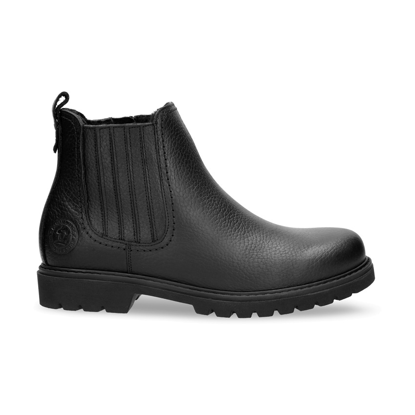 Bill Igloo Black Napa, Leather ankle boots with sheepskin lining