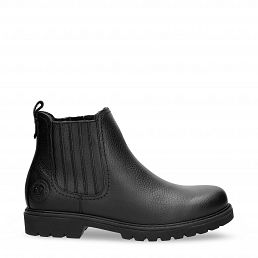 Bill Igloo Black Napa, Leather ankle boots with sheepskin lining