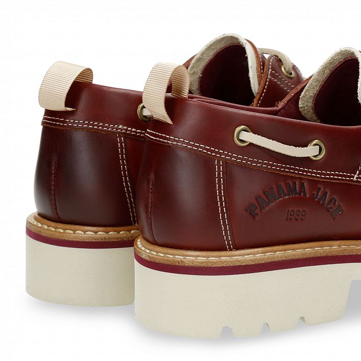 Boat Burgundy Pull-Up,  with Lace-up Closure.