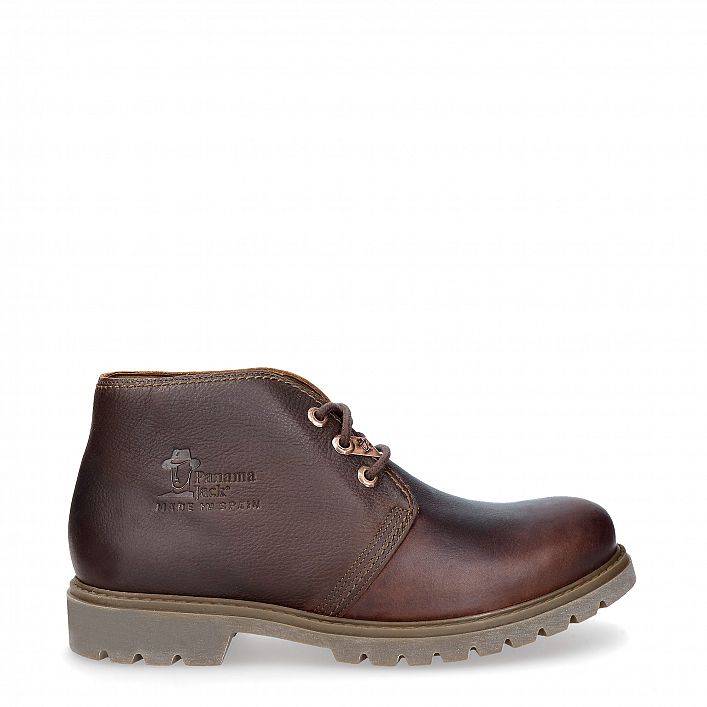 Bota Panama Chestnut Napa Grass, Leather ankle boots with leather lining