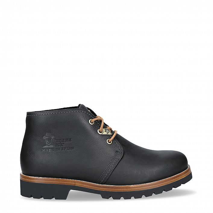 Bota Panama Black Napa Grass, Leather ankle boots with leather lining