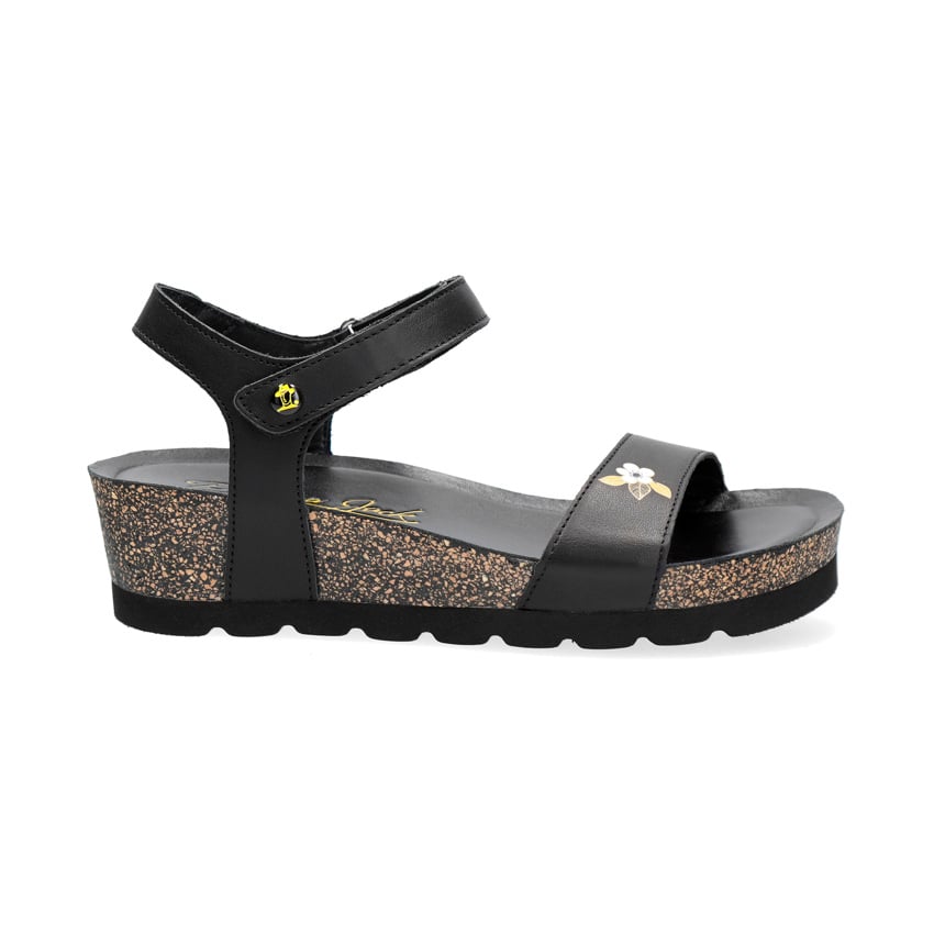 Capri Blossom Black Napa, Woman sandals in leather with leather lining