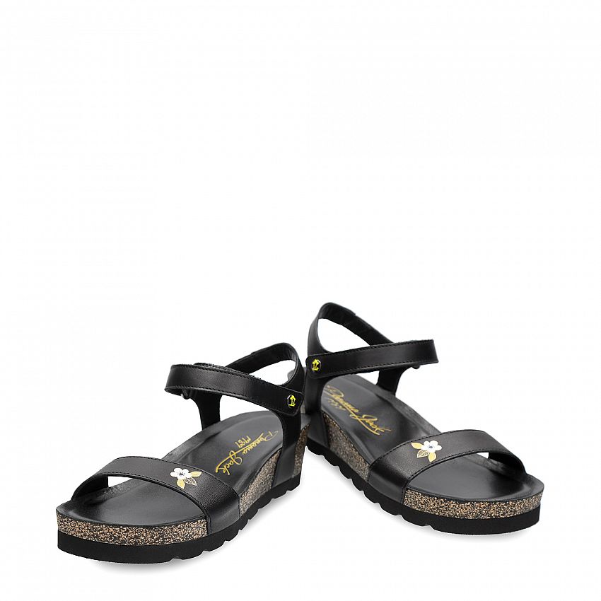 Capri Blossom Black Napa, Wedge sandals Made in Spain