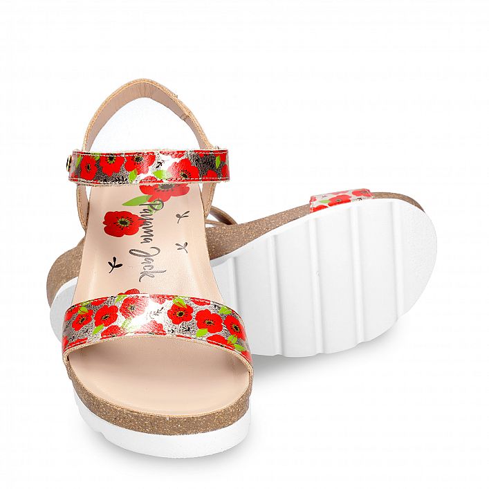 Capri Garden Red Napa, Wedge sandals Made in Spain