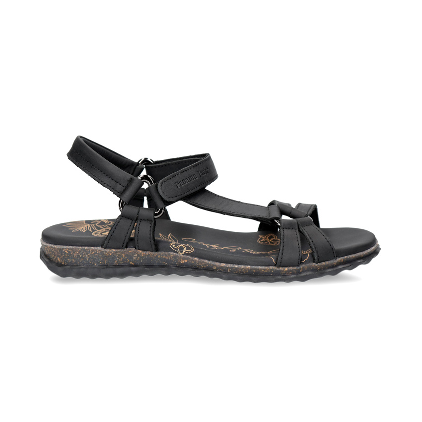 Caribel Basics Zwart Nappa gras, Leren sandaal met een leren voering
