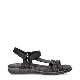 Caribel Basics Black Napa Grass, Woman sandals in black leather with leather lining