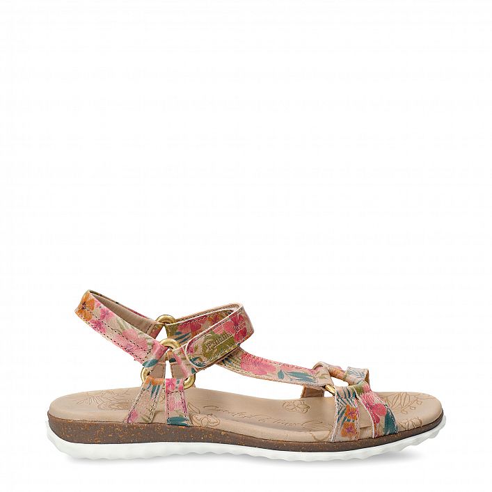 Caribel Tropical Beige Napa, Woman sandals in beige leather with leather lining