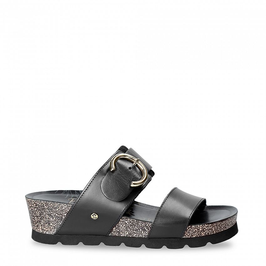 Catrina Black Pull-Up, Wedge sandals Made in Spain