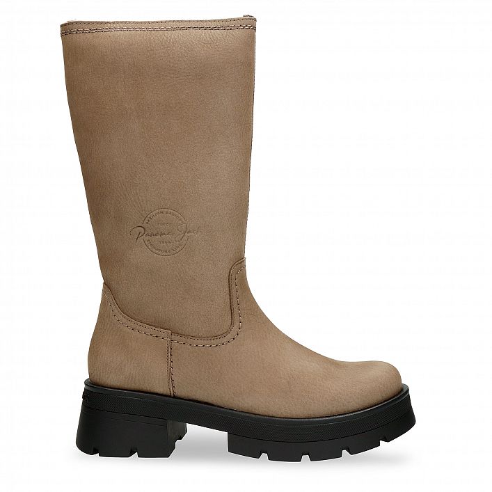 Charis Gris Nobuck, Botas de piel  con forro interior de pelo