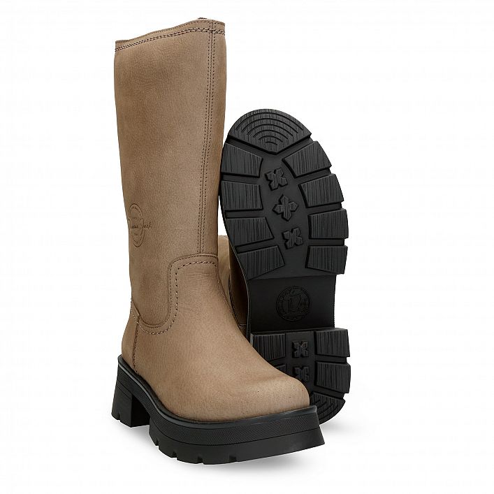 Charis Grey Nobuck, Women's Boot with heel  WATERPROOF Grey Nobuck Leather.