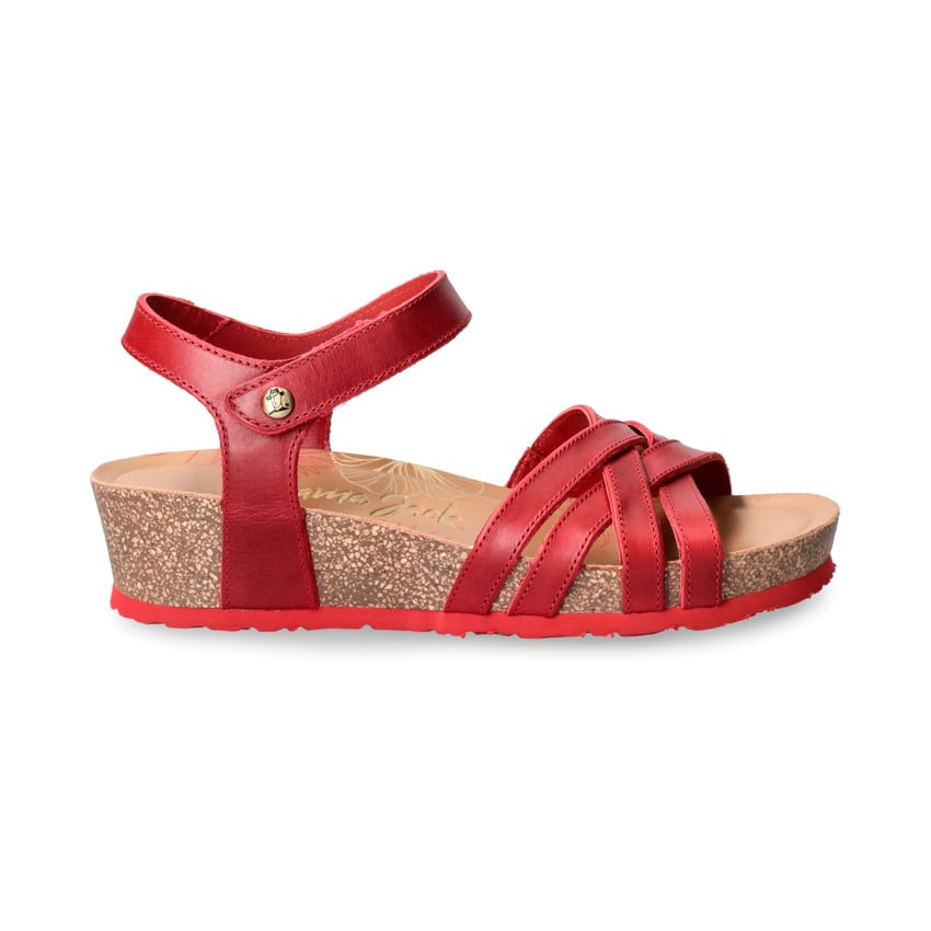 Chia Red Pull-Up, Red Sandals with leather lining
