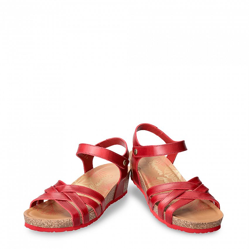Chia Red Pull-Up, Flat woman's sandals Made in Spain