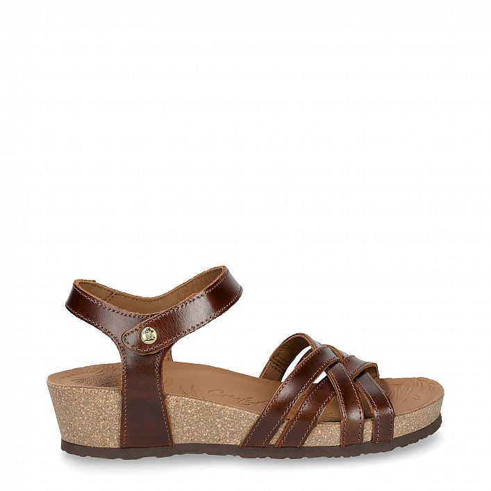 Chia Clay Cuero Pull-Up, Bark sandal with leather lining