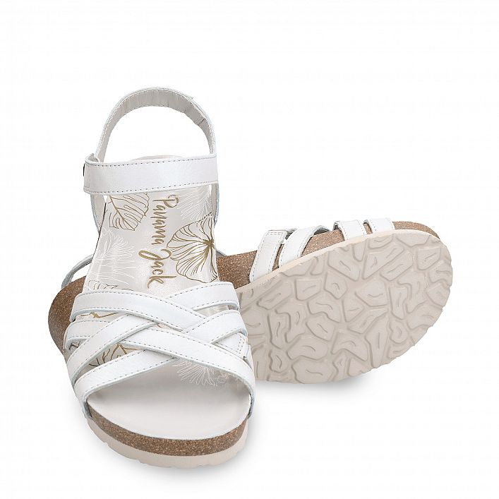Chia Nacar White Napa, Flat woman's sandals  White Napa Leather.