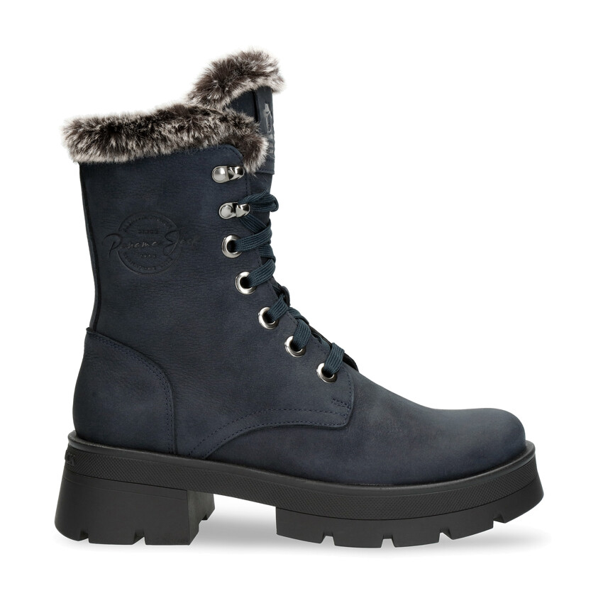 Clare Navy blue Nobuck, Leather boots with leather lining