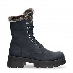 Clare Navy blue Nobuck, Leather boots with leather lining