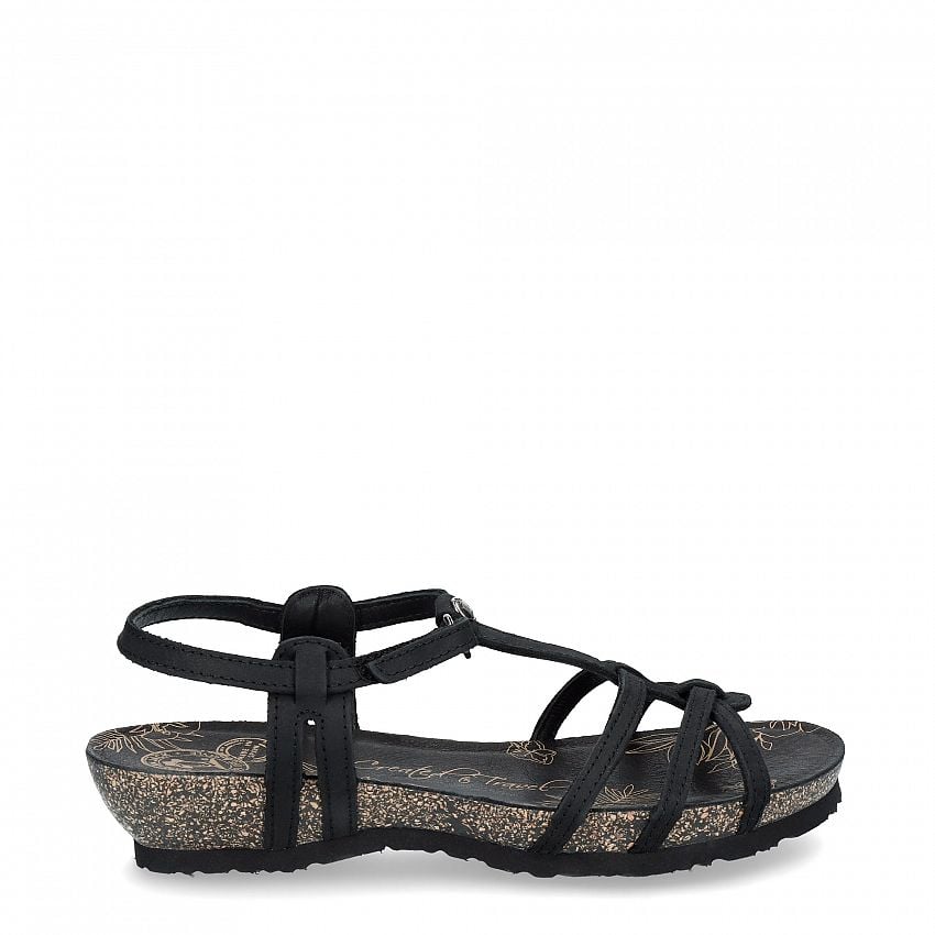 Dori Basics Black Napa Grass, Flat woman's sandals