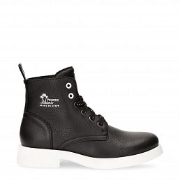 Elvia Black Napa, Leather boots with leather lining