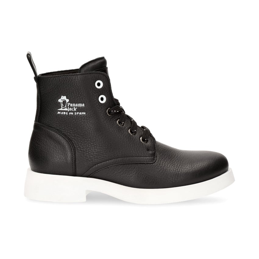 Elvia Black Napa, Leather boots with leather lining