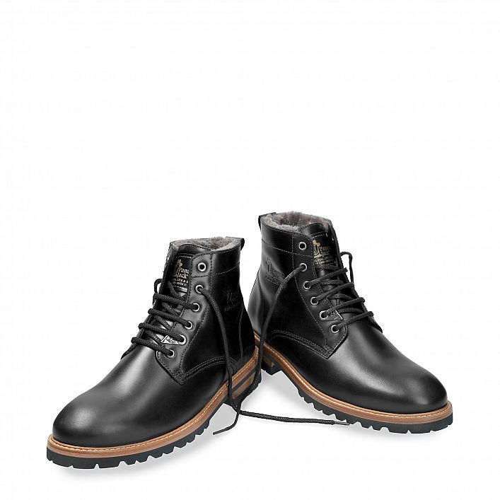 Emery Igloo Black Napa, Flat men's ANKLE Boot Made in Spain