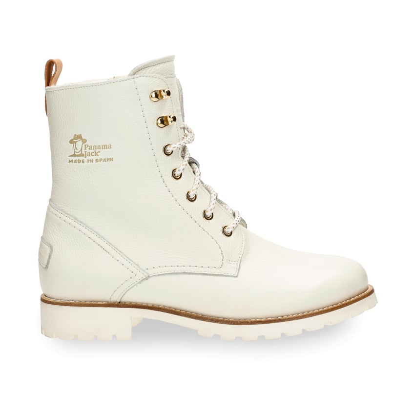 Fara Igloo Trav White Napa, Leather boots with sheepskin lining