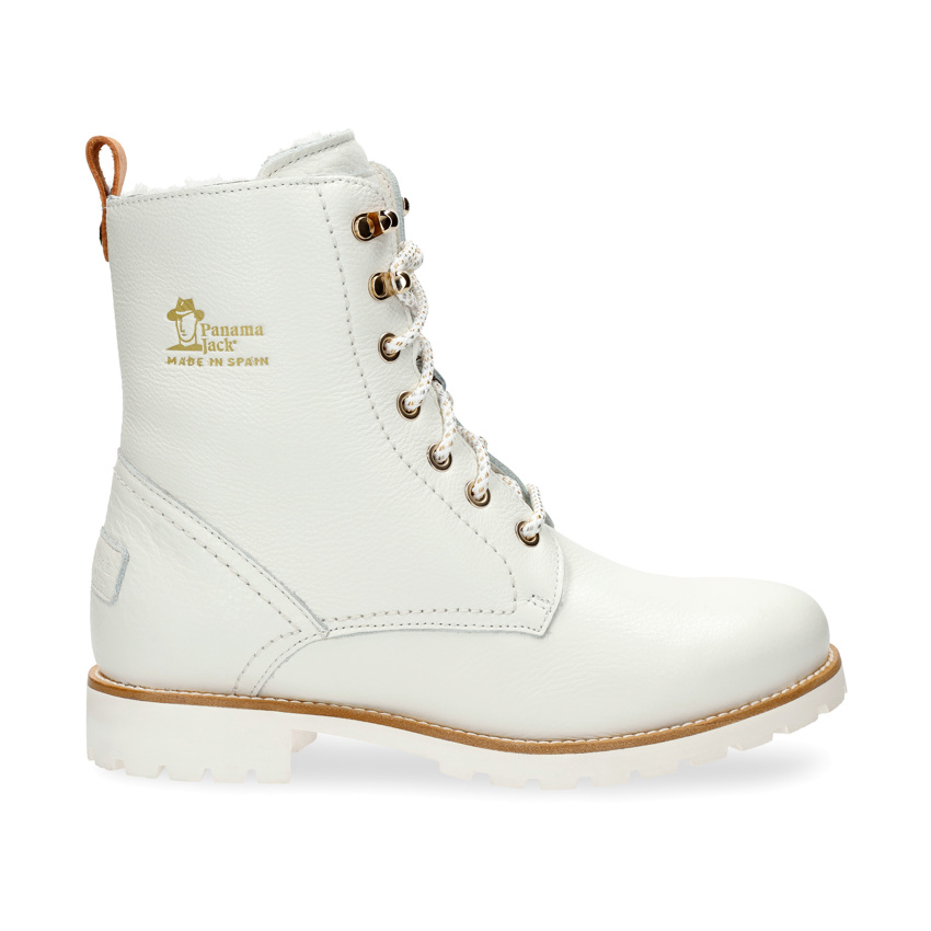 Fara Igloo Trav White Napa, Leather boots with sheepskin lining