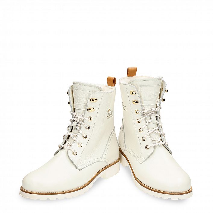 Fara Igloo Trav White Napa, Flat women's Boot  WATERPROOF White Napa Leather.