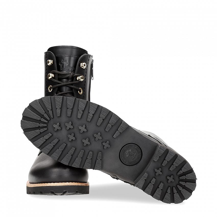 Fara Trav Black Napa, Flat women's Boot  WATERPROOF Black Napa Leather.