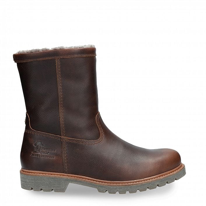 Fedro Igloo Chestnut Napa Grass, Leather boots with sheepskin lining