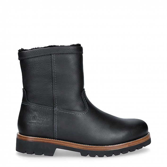 Fedro Igloo Black Napa Grass, Leather boots with sheepskin lining