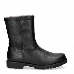 Fedro Igloo Black Napa Grass, Black leather boot with a lining of Sheepskin