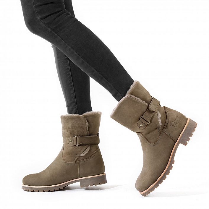Felia Igloo Grey Nobuck, Flat women's Boot Made in Spain
