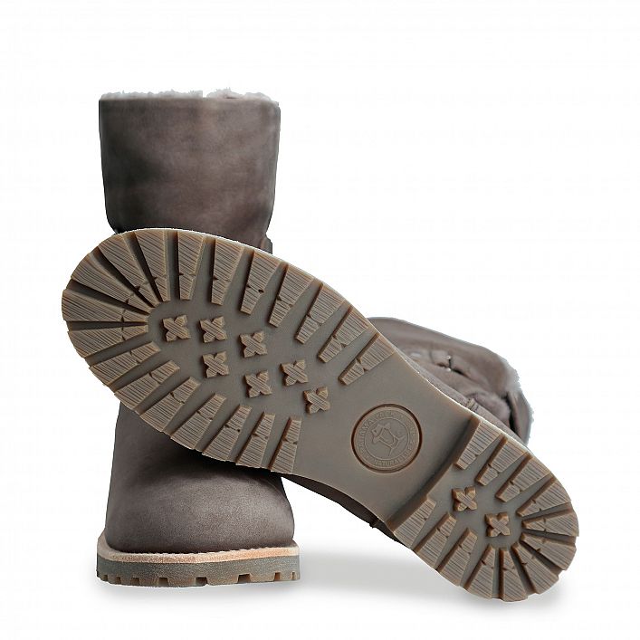 Felia Igloo Grey Nobuck, Flat women's Boot  WATERPROOF Grey Nobuck Leather.
