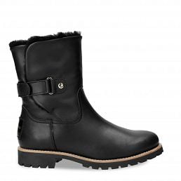 Felia Igloo Trav Black Napa, Leather boots with sheepskin lining