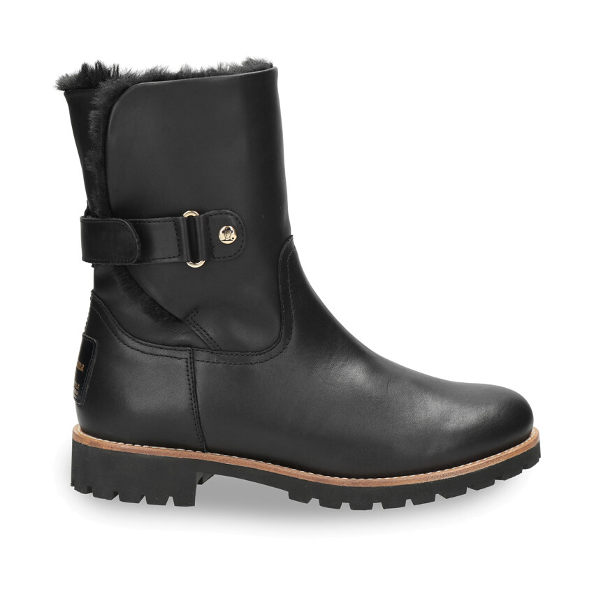 Felia Trav Black Napa, Leather boots with warm lining