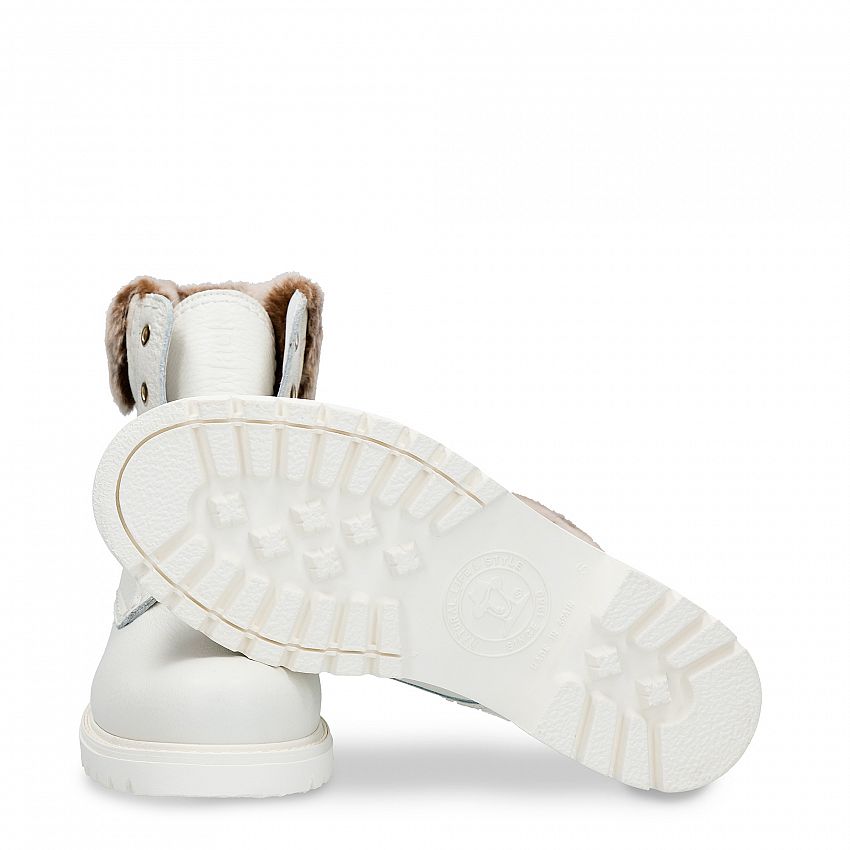 Felicia Gtx White Napa, Flat women's Boot  WATERPROOF White Napa Leather.
