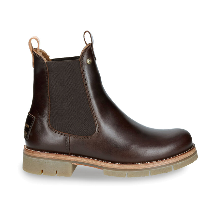 Filipa Igloo Nature Brown Pull-Up, Chelsea boots in brown with  sheepskin lining