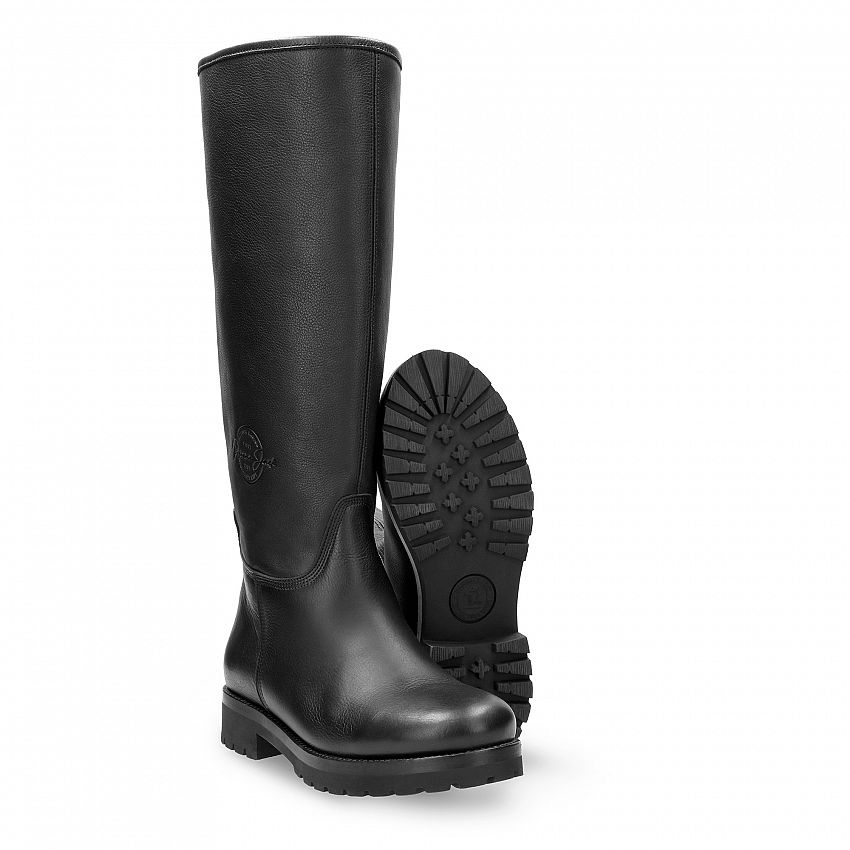 Finland Igloo Black Napa, Flat women's Boot  WATERPROOF Black Napa Leather.