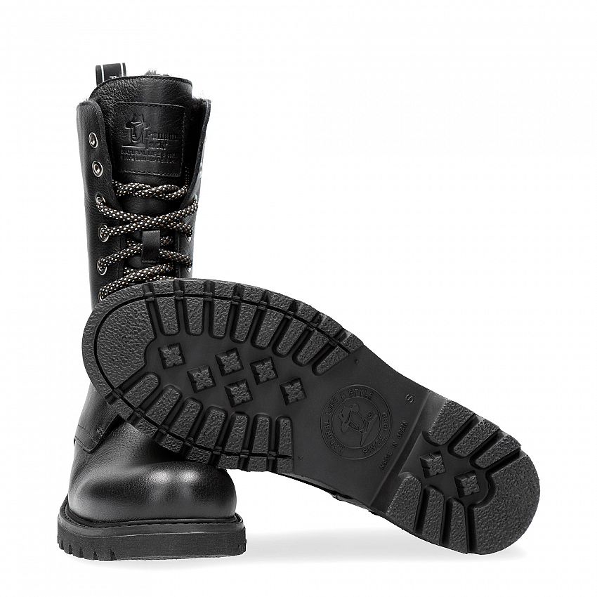 Fiorela Black Napa, Flat women's Boot  WATERPROOF Black Napa Leather.