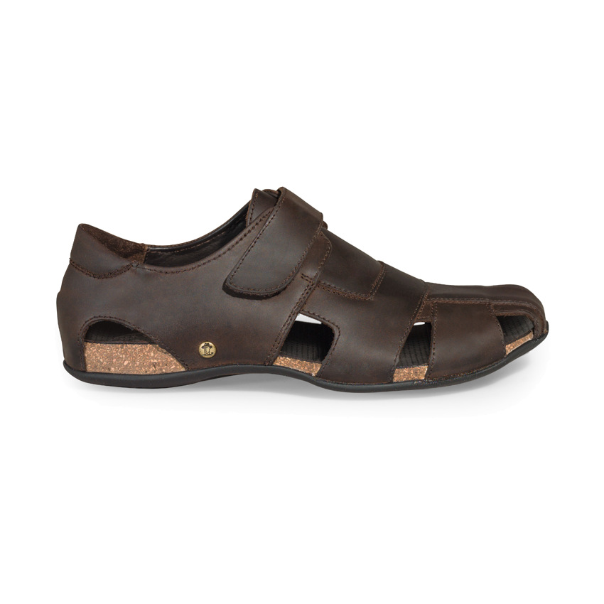 Fletcher Basics Brown Napa Grass, Man sandals in leather with leather lining