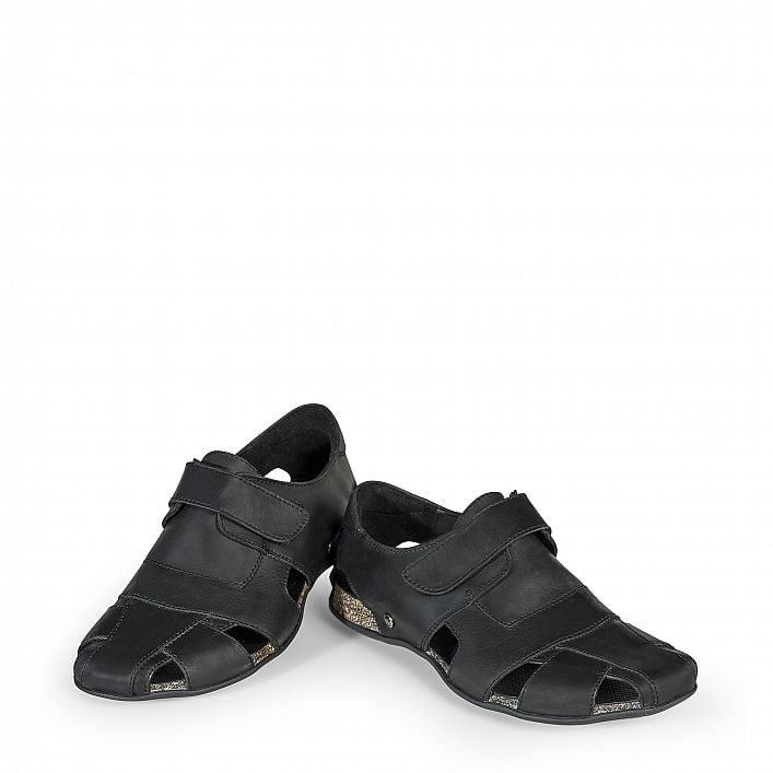 Fletcher Basics Black Napa Grass, Halfopen men's shoes Made in Spain