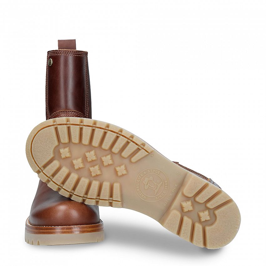 Florencia bark pull-up Pull-Up, Flacher Damenstiefel  Pull-Up-Leder in Cognac.